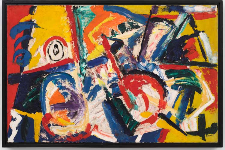 Judith Godwin. Provincetown Summer, 1953. Oil on canvas, 63.2 x 96.2 cm (25 x 38 in). Courtesy Pippy Houldsworth Gallery, London, and Berry Campbell, New York. © Judith Godwin Foundation. Photo: Ben Westoby.