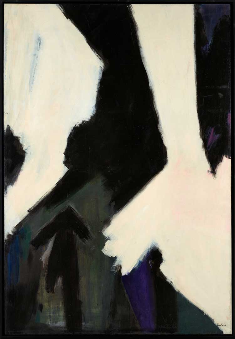Judith Godwin. Untitled, 1958. Oil on linen, 182.9 x 125.1 cm (72 x 49 ½ in). Courtesy Pippy Houldsworth Gallery, London, and Berry Campbell, New York. © Judith Godwin Foundation. Photo: Ben Westoby.