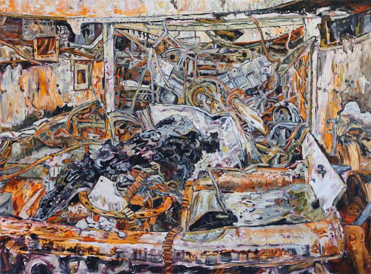 George Gittoes, Dead Russian, 2022. Acrylic on canvas, 184 x 250 cm. © the artist.