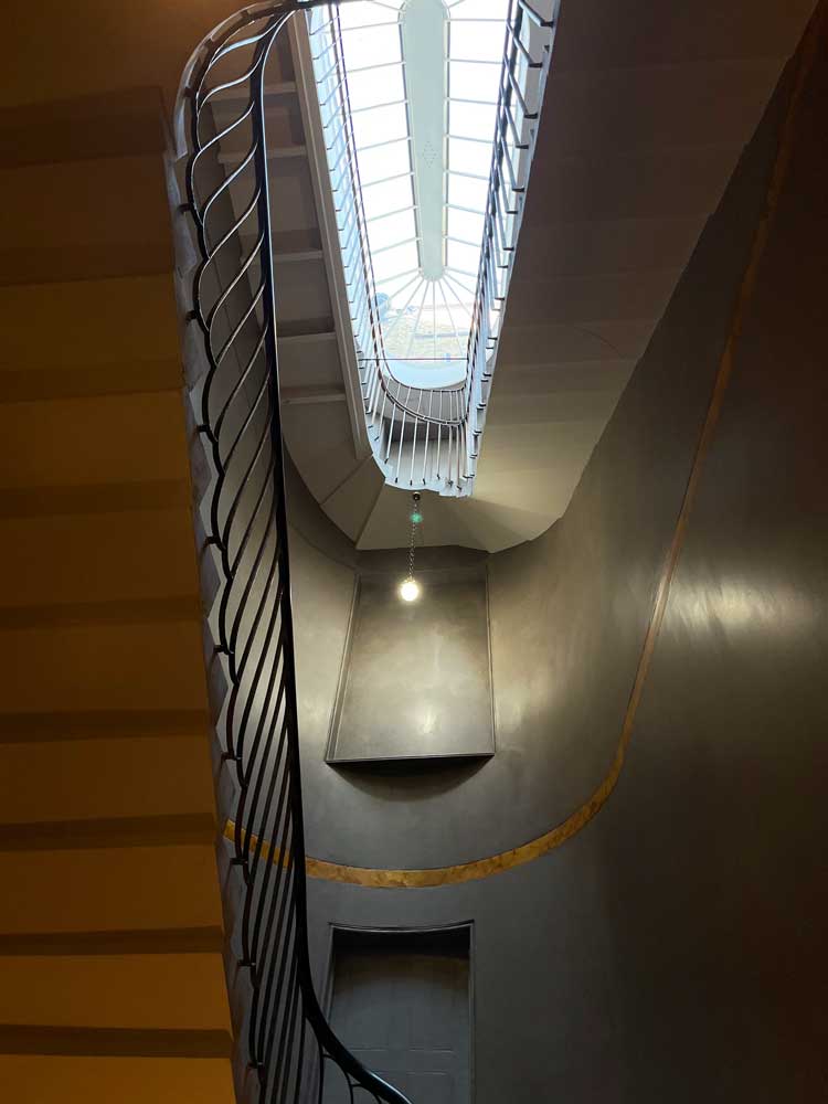 Sir John Soane’s Museum staircase - daylight from the roof bounces off the walls and glides along the stairs. Photo: Veronica Simpson.