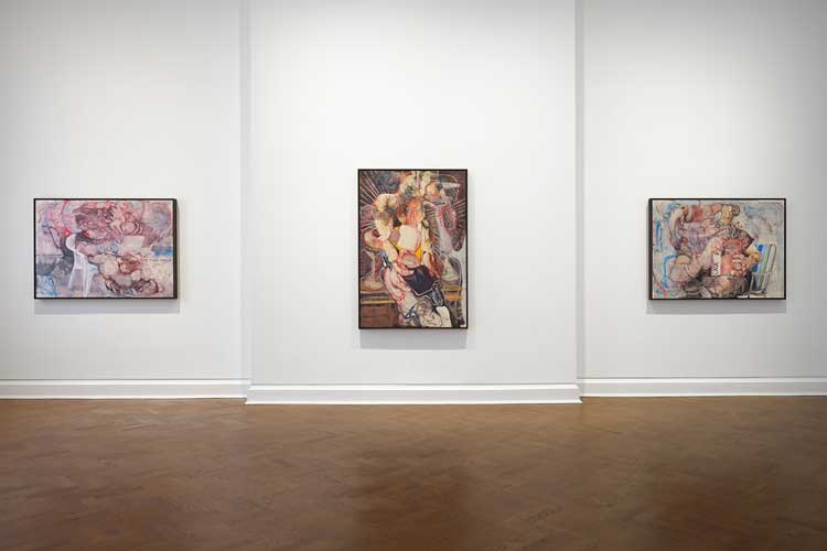 Installation view of Adrian Ghenie: The Fear of NOW at Thaddaeus Ropac London, 2022. Photo: Jackson Pearce White. © Adrian Ghenie. Courtesy Thaddaeus Ropac gallery, London · Paris · Salzburg · Seoul.