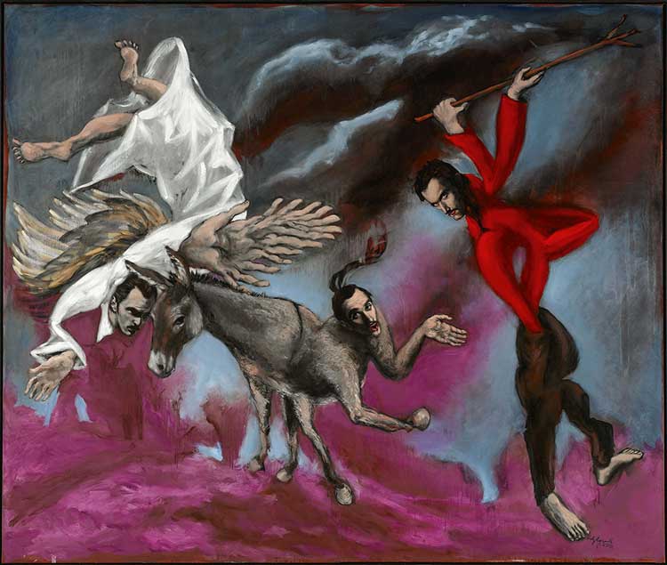 Gérard Garouste, Balaam, 2005. Oil on canvas, 270 × 320 cm. Musée national d’art moderne, Centre Pompidou, Paris. Gift, the Société des Amis du Musée national d’art moderne in 2006. © Adagp, Paris, 2022. Photo © Centre Pompidou, MNAM-CCI/Philippe Migeat/ Dist. RMN-GP.