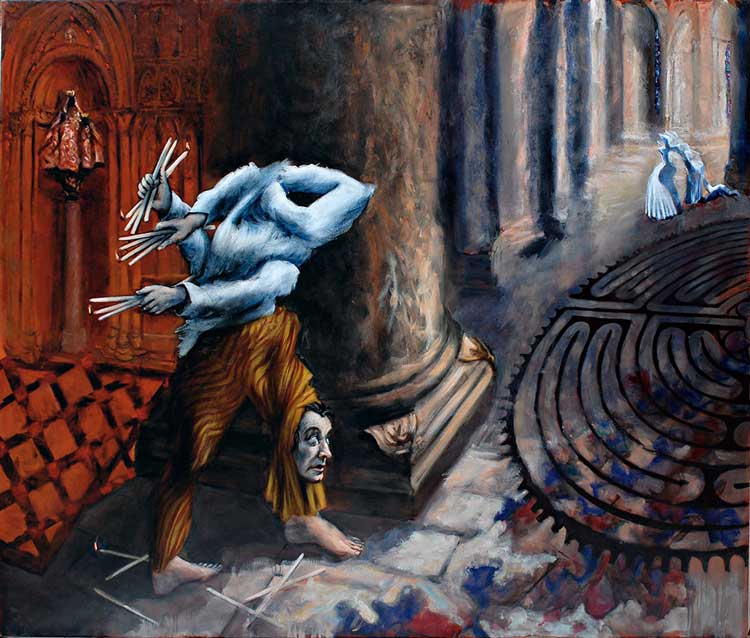 Gérard Garouste, Chartres, 2007. Oil on canvas, 270 × 320 cm. Private collection, Paris © Adagp, Paris, 2022. Courtesy Templon, Paris-Brussels-New York. Photo Bertrand Huet-Tutti.