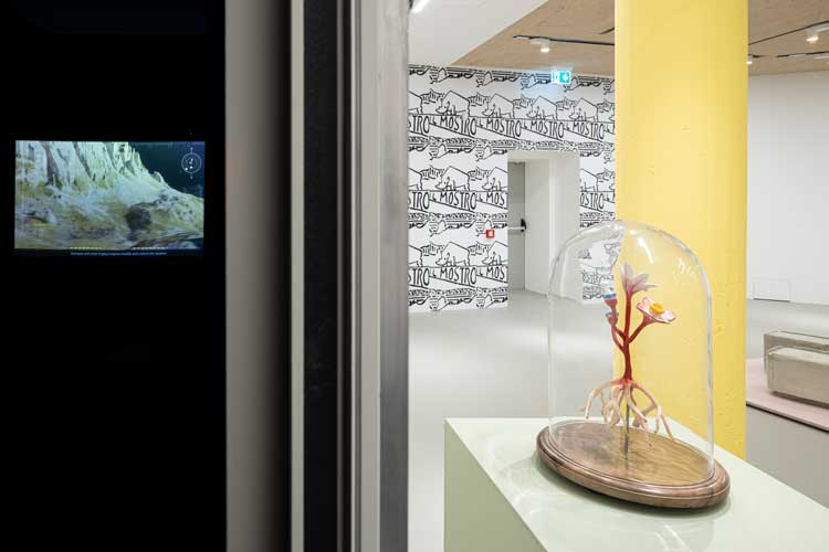 Biennale Gherdëina 8. Martina Kyriaki Goni and Giles Round, exhibition view at Sala Trenker, Ortisei, 2022. Photo: Tiberio Sorvillo.