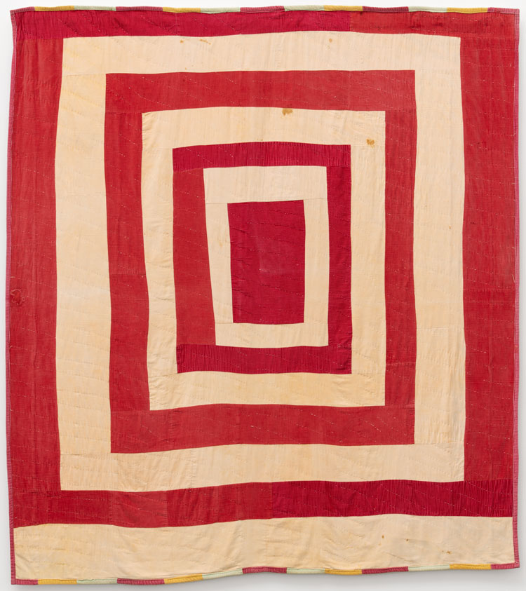 Qunnie Pettway. Housetop, c1975. Corduroy, 208.3 x 188 cm (82 x 74 in). Courtesy Souls Grown Deep Foundation and Alison Jacques Gallery, London. © Qunnie Pettway / Artists Rights Society (ARS), New York and DACS, London.