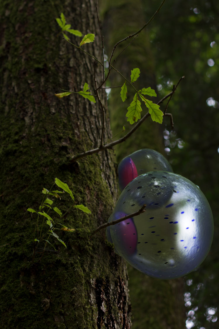 Alexandra Daisy Ginsberg. Self-inflating Antipathogenic Membrane Pump. Designing for the sixth extinction, 2013. Commissioned for the Grow your Own … Life After Nature exhibition at the Science Gallery, Dublin. Ginsberg speculated on a future landscape where synthetic biologists have redressed the damage of 20th and 21st century pollution via invented creatures that would exist alongside endangered species, in order to support them. © the artist.