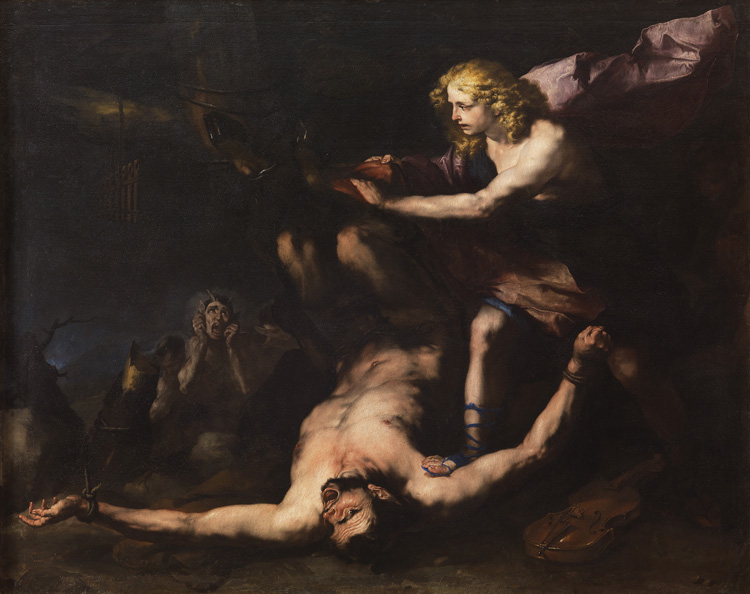 Luca Giordano, Apollo and Marsyas, c1660. Oil on canvas, 207.5 x 261.5 cm.
Museo di Capodimonte, Naples, Italy © Photo Ministry of Cultural Heritage and Activities/Museo e Real Bosco di Capodimonte.