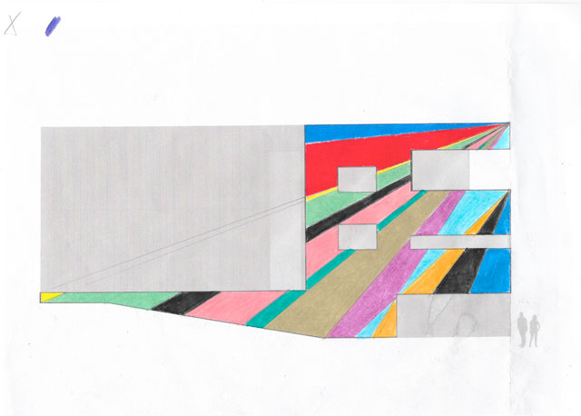 Lothar Götz, Sketch for Brewers Towner Commission: Dance Diagonal, 2019, courtesy the artist and Towner Art Gallery.