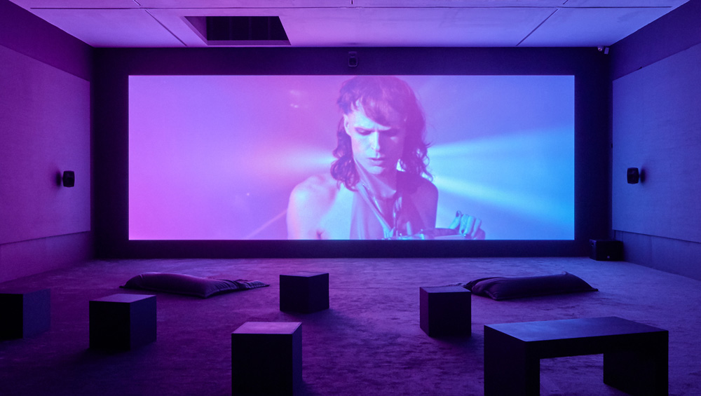 Beatrice Gibson. I Hope I’m Loud When I’m Dead, 2018. Short film, 20 mins. Crone Music, installation view, Camden Arts Centre, 2018. Copyright Beatrice Gibson. Photo: Luke Walker.