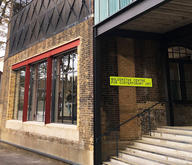 Goldsmiths Centre For Contemporary Art, entrance view. Image courtesy of Assemble.