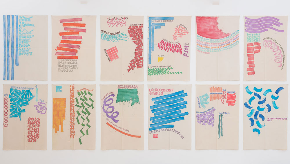 Giorgio Griffa. Tre colori, 1998. Acrylic on canvas, 86 x 109 cm. Courtesy Archivio Giorgio Griffa and Casey Kaplan, New York.