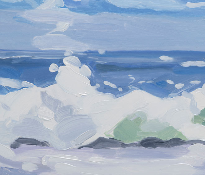 Maureen Gallace. Long Island (with Vance), 2016. Oil on panel, 25.4 x 25.4 cm (10 x 10 in). © Maureen Gallace, courtesy Maureen Paley, London.