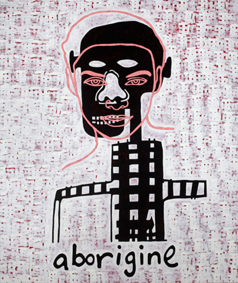 Gordon Bennett. Abstraction (Aborigine), 2010. Acrylic on linen, 182.5 x 152 cm. © The Artist. Courtesy Gallery Barry Keldoulis (GBK).