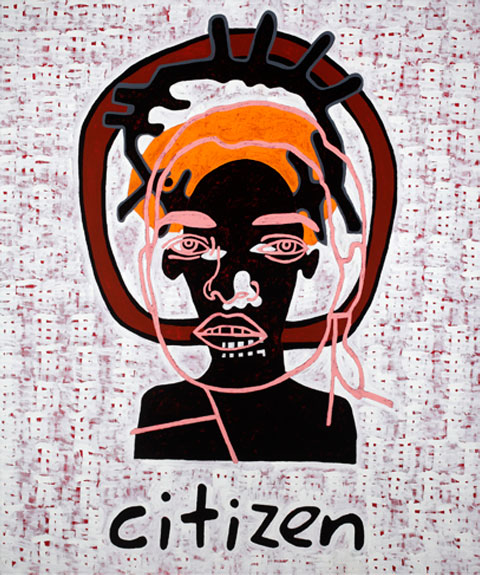 Gordon Bennett. Abstraction (Citizen), 2010. Acrylic on linen, 182.5 x 152 cm. © The Artist. Courtesy Gallery Barry Keldoulis (GBK).