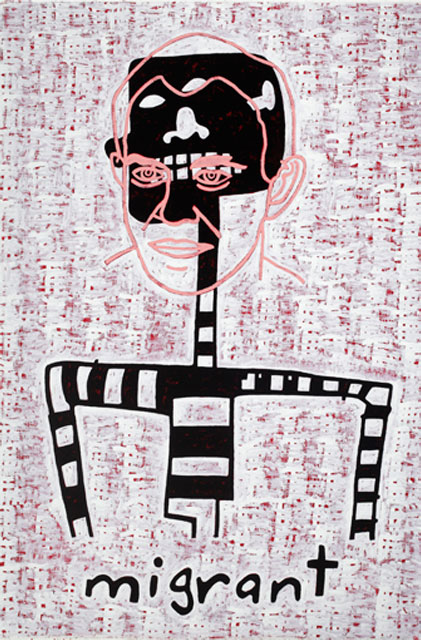 Gordon Bennett. Abstraction (Migrant), 2010. Acrylic on linen, 120 x 80 cm. © The Artist. Courtesy Gallery Barry Keldoulis (GBK).