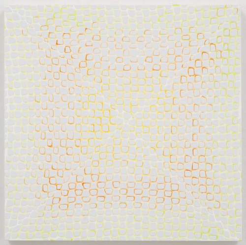 Michelle Grabner. Untitled, 2014. Enamel on panel. 18 x 18 x 3/4 in (45.7 x 45.7 x 1.9 cm). Courtesy of the artist and the James Cohan Gallery.