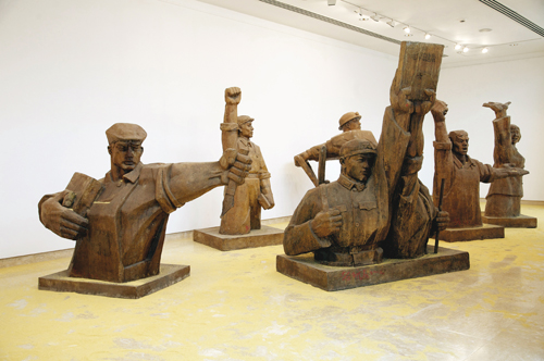 Wang Guangyi. Materialists, 2001–02. Exhibited at Visual Polity: Another Wang Guangyi, OCT Contemporary Art Terminal, He Xiangning Art Museum, Shenzhen, China, 2008. © 2013 Wang Guangyi