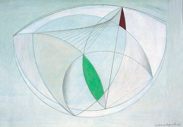 Barbara Hepworth, Curved Forms with Green, 1943, Pier Arts Centre, Barbara Hepworth © Bowness, Photo: Alistair Peebles, Courtesy of \the Pier Arts Centre, Stromness.