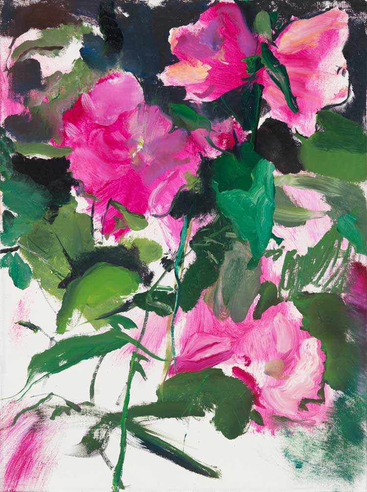 Doron Langberg, Hibiscus 1, 2022. Oil on linen, 61 x 45.7 cm (24 x 18 in). © Doron Langberg. Courtesy the artist and Victoria Miro.