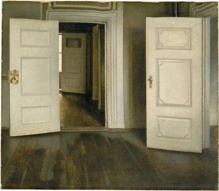 Vilhelm Hammershøi, Open Doors, 1905. Oil on canvas, 52 x 60 cm. The David Collection, Copenhagen. Photo: © The David Collection.