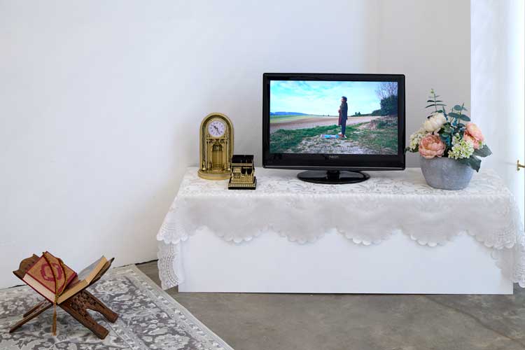 Prayer Room. Installation view, Mahtab Hussain, What Did You Want To See? Ikon Gallery, 2025. Image courtesy Ikon. Photo: David Rowan.