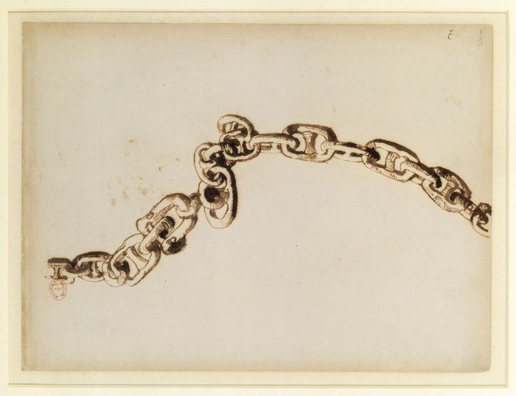 Victor Hugo, Chain, 1864. Pen and brown ink on paper, 19.2 x 26 cm. Bibliothèque nationale de France, Département des Manuscrits.