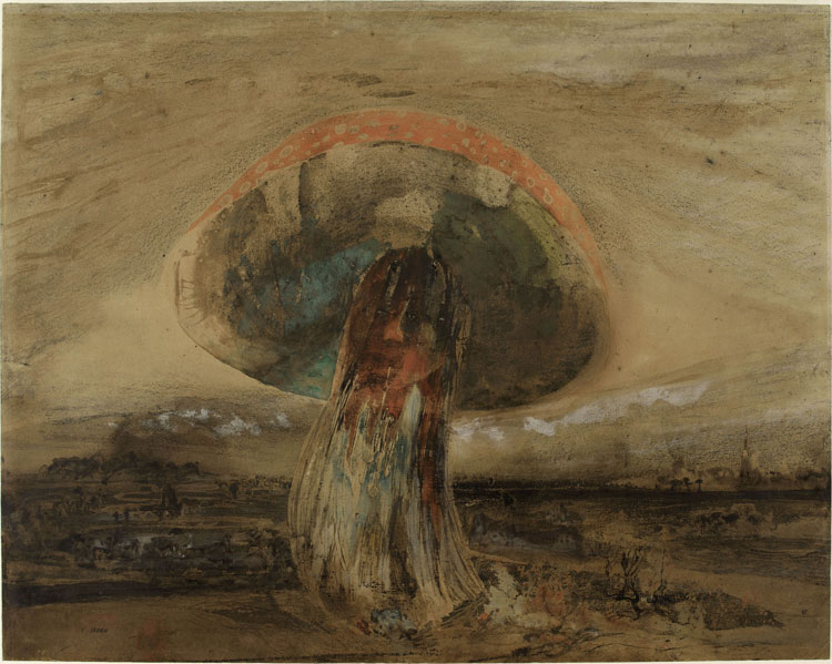 Victor Hugo, Mushroom, 1850. Pen, brown ink and wash, charcoal, crayon, green, red and white gouache on paper, 47.4 x 60.8 cm. Maisons de Victor Hugo, Paris / Guernsey. Photo: CCØ Paris Musées / Maisons de Victor Hugo.