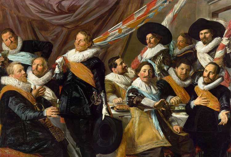 Frans Hals. Banquet of the Officers of the St George Civic Guard, 1627. Oil on canvas, 179 × 257.5 cm. © Frans Hals Museum, Haarlem.