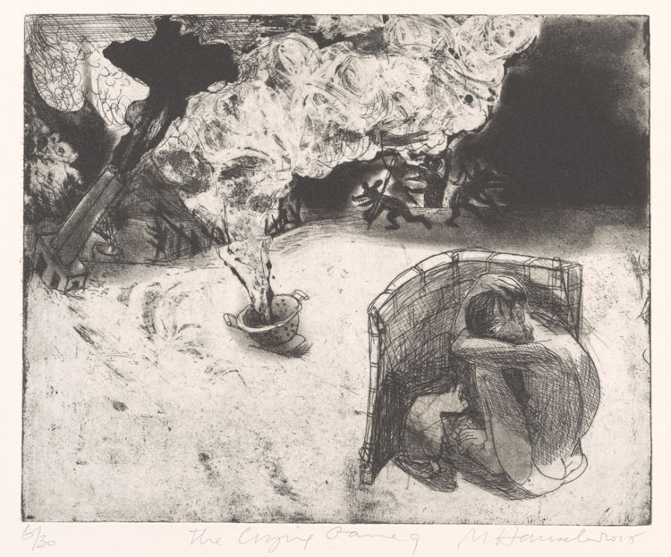 Marcelle Hanselaar, Our last resort, 2015. Etching and aquatint. No.9 from the set The Crying Game. © Marcelle Hanselaar.
