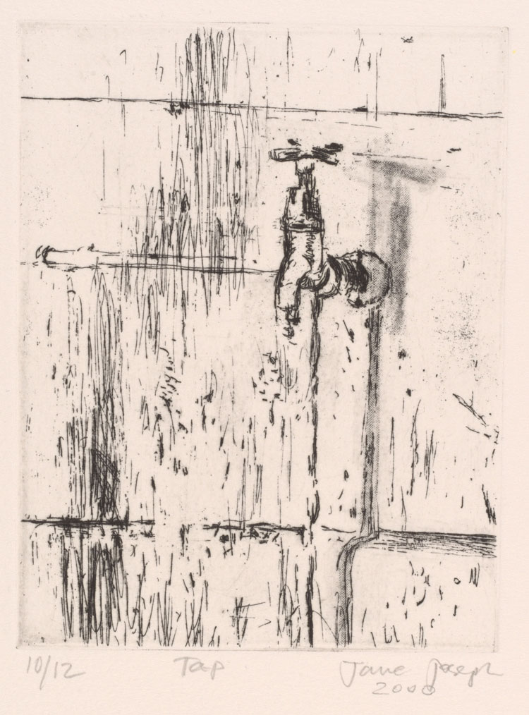 Jane Joseph, Tap, 2000. Etching. From If this is a man portfolio of 12 prints. Given by Craig Hartley in memory of his father Cyril Hartley, 2003. © Jane Joseph.