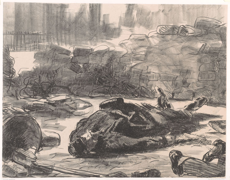 Edouard Manet, Guerre civile (Civil War), 1871–73. Lithograph on chine collé on paper, published 1874. Given by Jeremy Rutenberg through Cambridge in America, 2022. © The Fitzwilliam Museum, Cambridge.