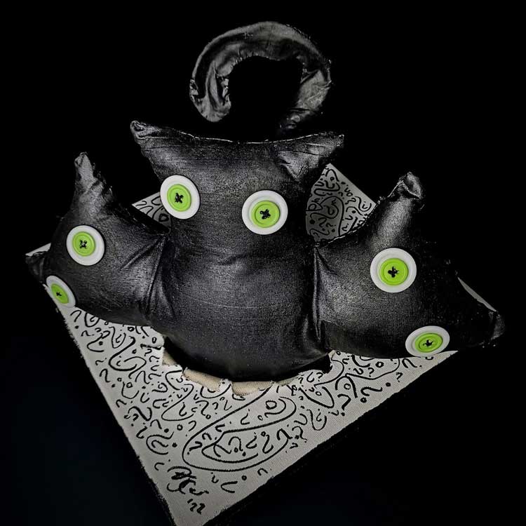 DJ Cousins, Curiouser and Curiouser. Cotton stitched multifaceted creature. Photo courtesy H’arts in Mind.