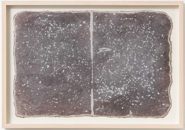 Michelle Stuart, Small Ledger: Near White Horse of Uffington, 1979-80. Earth from site on muslin-mounted paper, 29.5 x 44.5 cm (11 5/8 x 17 1/2 in) Framed: 34 x 48.5 cm (13 3/8 x 19 1/8 in) (AJG-MS-00034). Courtesy: Alison Jacques Gallery, London. © Michelle Stuart.