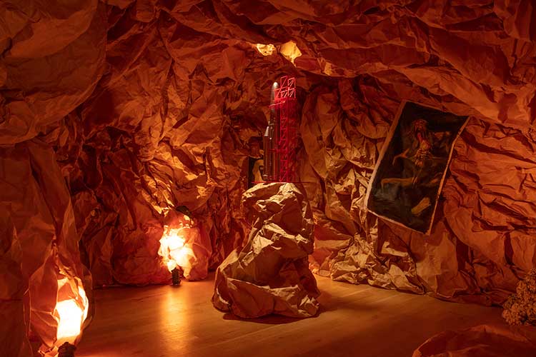 Installation view of Hollow Earth: Art, Caves & the Subterranean Imaginary, 2022, Nottingham Contemporary. Photo: Scene Photography. Courtesy Nottingham Contemporary.