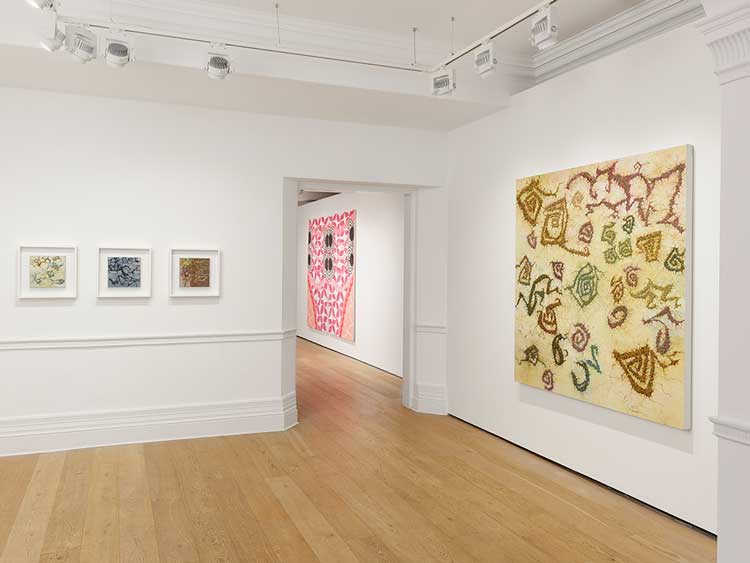 Installation View, Haptic Vision: Rosa Lee and Jo Bruton, Richard Saltoun Gallery, London, 2022, Photo: Andrew Grey.