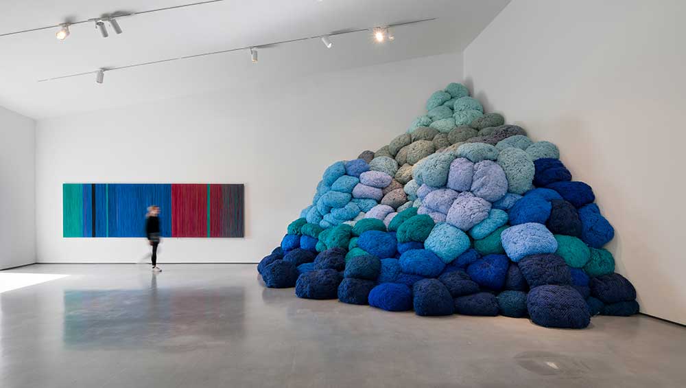 Sheila Hicks: Off Grid. Installation view, The Hepworth Wakefield, 
7 April – 25 September 2022. Photo: Tom Bird / Courtesy The Hepworth Wakefield.