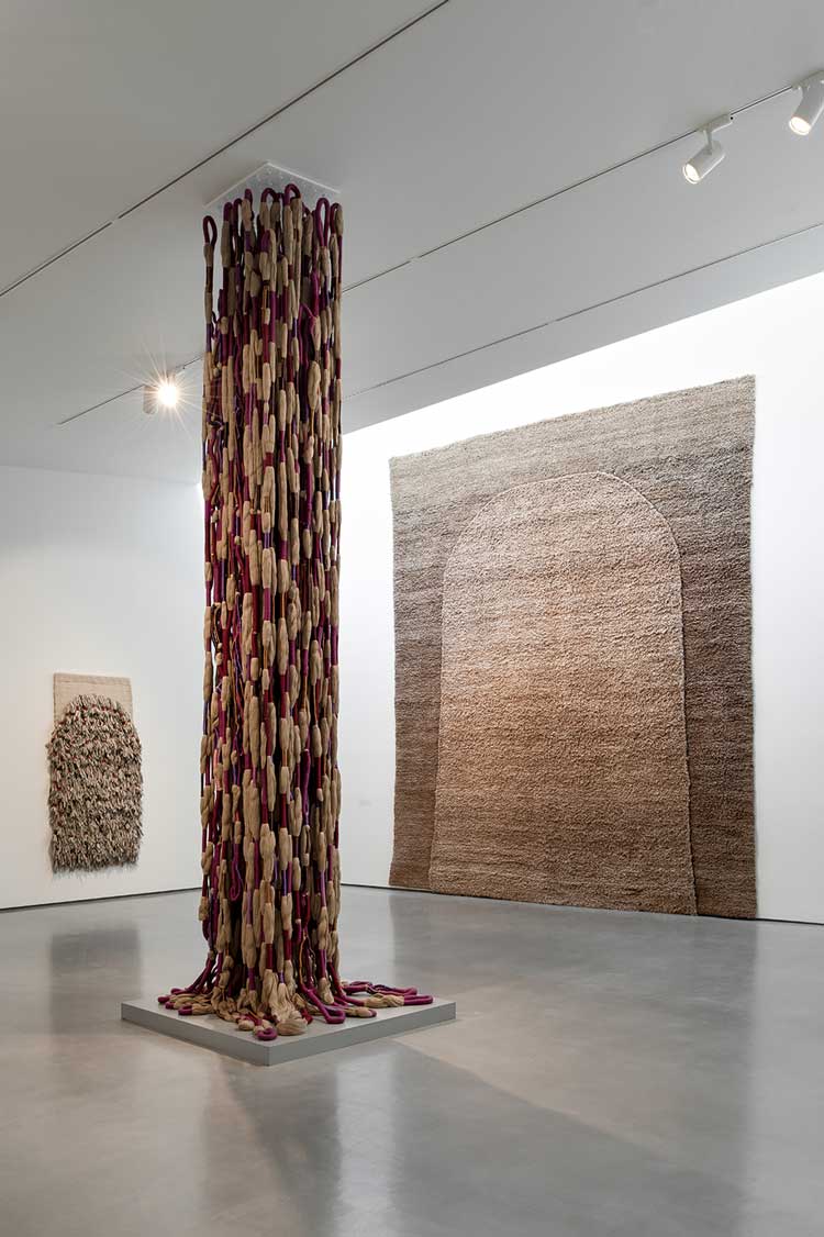 Sheila Hicks: Off Grid. Installation view, The Hepworth Wakefield,
7 April – 25 September 2022. Photo: Tom Bird / Courtesy The Hepworth Wakefield.