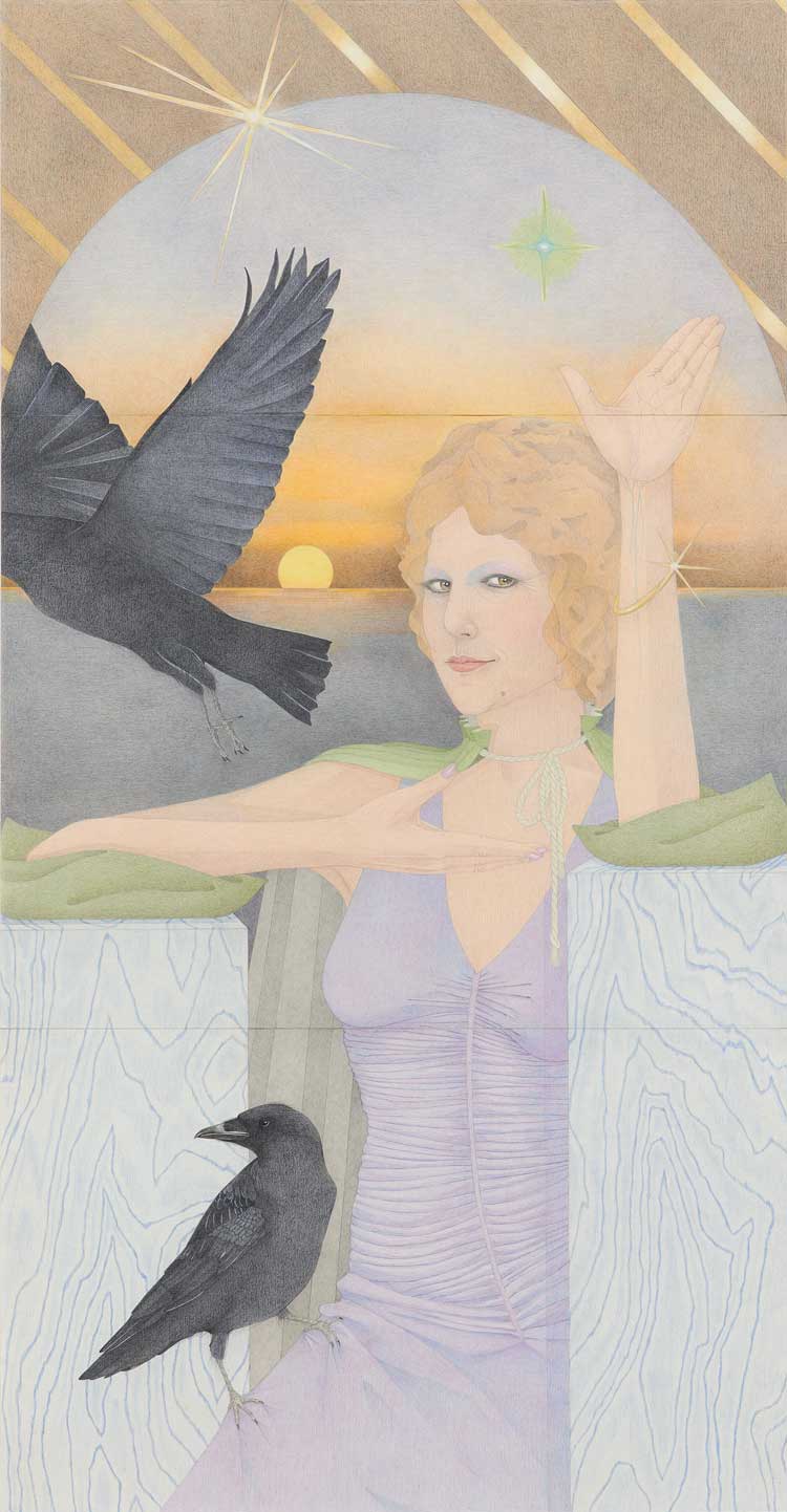 Donna Huddleston. Brighter, 2021. Caran d'ache on paper, 72.2 x 138 cm (28 3/8 x 54 3/8 in). Courtesy of the artist and Simon Lee Gallery. © Donna Huddleston. Photo: Ben Westoby.