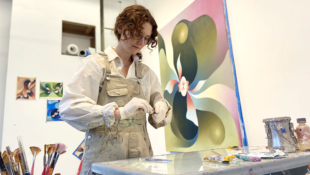 Angela Heisch in her studio. Photo: Will Kitchings.
