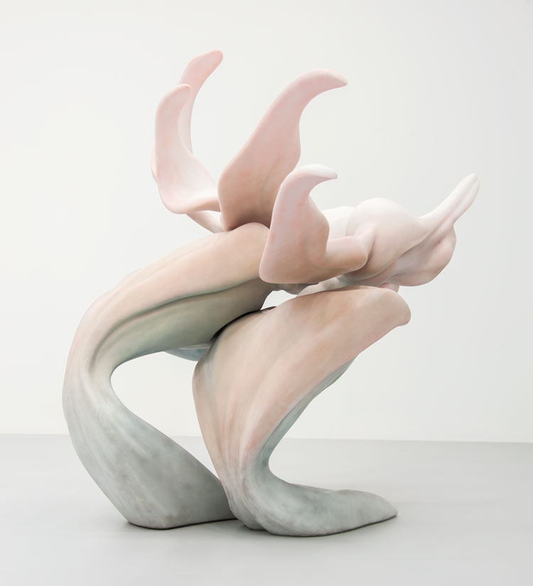 Marguerite Humeau. The Dancers III & IV, Two marine mammals invoking higher spirits, 2019. Polystyrene, polyurethane resin, fibreglass, steel skeleton, pollution particles. Photo: Julia Andréone. Courtesy the artist, CLEARING New York/Brussels.