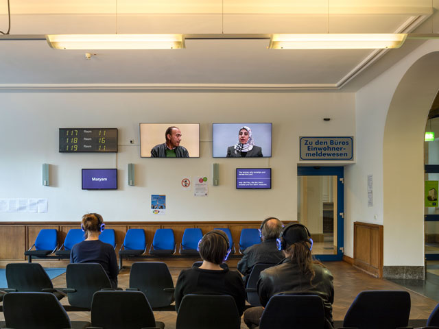 Nicoline van Harskamp. Mein Name ist Sprache (My Name is Language), 2019. Ruhr Ding, Oberhausen. Photo: Urbane Künsten Ruhr.