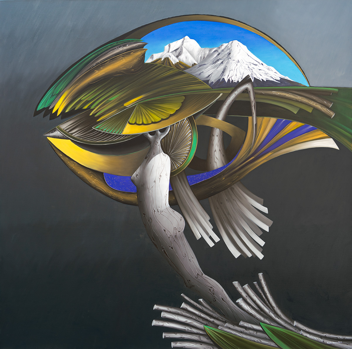 Nicolás Herrera. Sweet Dreams (Chimborazo and Everest), 2017. Oil on canvas, 200 x 200 cm. © Arthur M. Sackler Museum of Art and Archaeology at Peking University. All Rights Reserved. Photograph: Miguel Benavides.