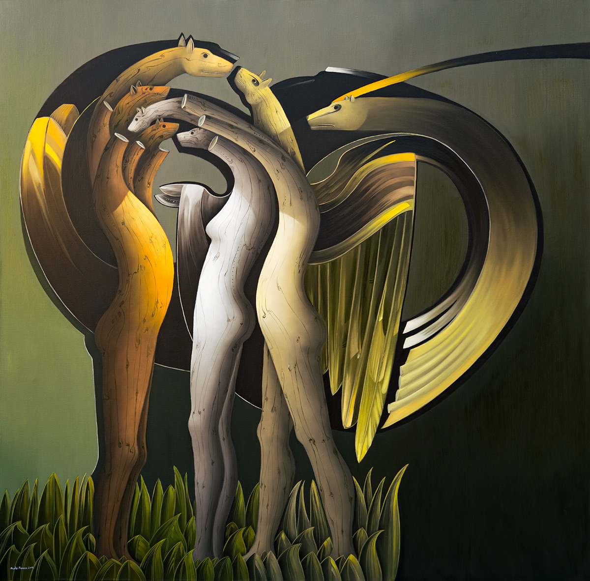 Nicolás Herrera. The Prayer, 2017. Oil on canvas, 200 x 200 cm. © Arthur M. Sackler Museum of Art and Archaeology at Peking University. All Rights Reserved. Photograph: Miguel Benavides.