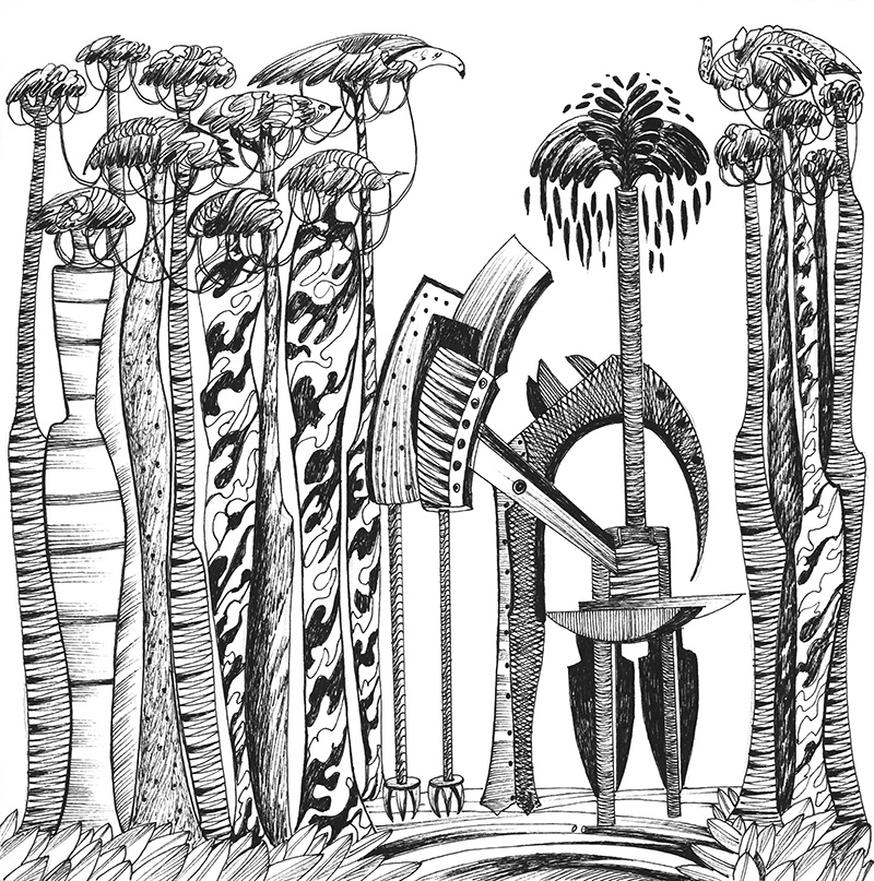 Nicolás Herrera. Untitled (Oil Field), 2017. Ink on paper. © Arthur M. Sackler Museum of Art and Archaeology at Peking University. All Rights Reserved.