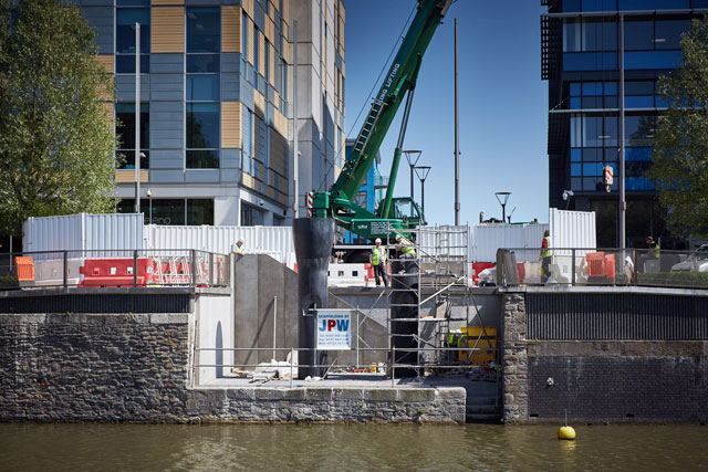 Roger Hiorns. The retrospective view of the pathway, 2016. Installation view, Temple Quay Central, Bristol.