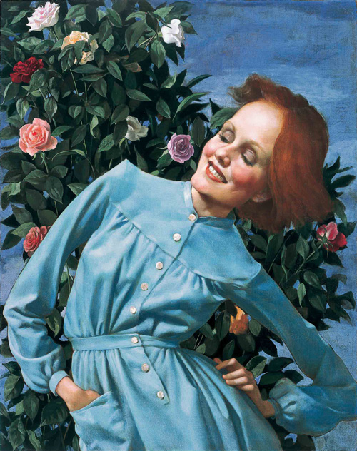 John Currin.
Bent
Lady 2003.
Oil on
canvas
121.9 x 96.5 cm.
Murderme Ltd, London. Courtesy of Sadie Coles
HQ, London
© 2006 John Currin
. Photograph: Andy Keate
