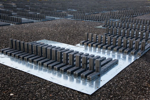 Alice Hope. Under The Radar, 2012 (detail). 6,498 Morse Nos's made out of 259,920 magnets on a 320 steel plate composition of 19 binary No's, 41 x 83 ft.