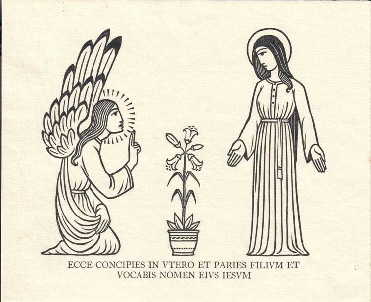 Philip Hagreen, Annunciation, no date.  Collection of Ditchling Museum of Art + Craft.