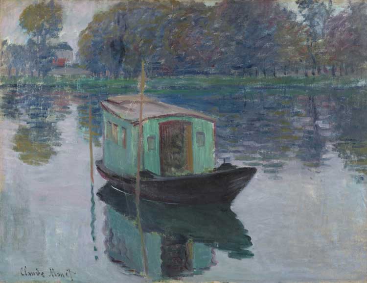 Claude Monet, Monet’s Studio-Boat (Le bateau-atelier), 1874. Oil on canvas, 50.2 × 65.5 cm. Kröller-Müller Museum, Otterlo. Photo: Rik Klein Gotink.