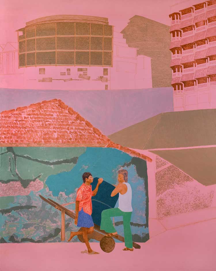 Gieve Patel, Two Men with Handcart, 1979. © Gieve Patel. Courtesy of the Peabody Essex Museum Photo: Barbara Kennedy.